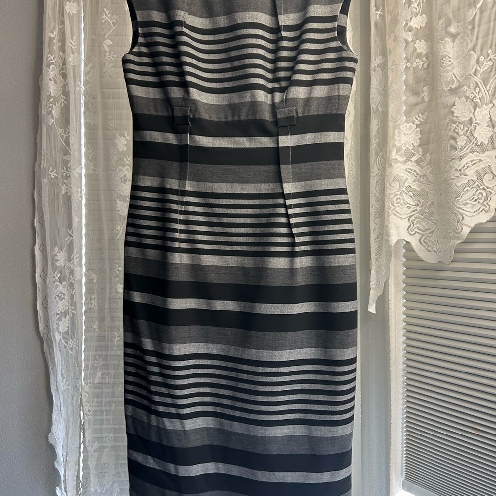 Elegant Black and Gray Striped Dress